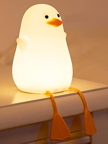 Ammonite Duck Night Light, Cute Silicone Duck Lamp, Soft Silicone Kids Nursery Night Light USB LED Touch Lamp Kids Bedroom Decor as Xmas Birthday Gifts for Boys & Girls