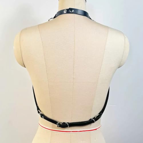 Women's Punk Choker Layered Chest Chain Leather Belt Chain Body Harness Bra Party Jewelry Accessories