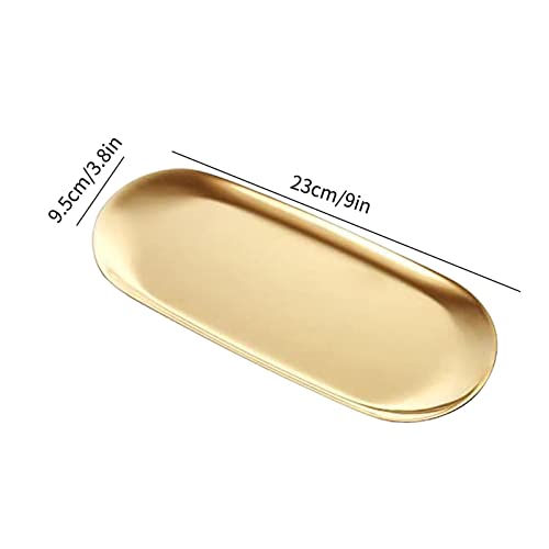 AngelGuard Stainless Steel Tray Plate - Bathroom Vanity Tray - Black Gold Decorative Towel Clutter Serving Platter, 9 Inch