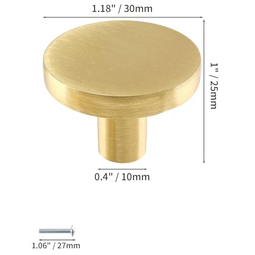 GEPAS 6pcs Gold Cabinet Knobs, Zinc Alloy Brushed Brass Cabinet Ring Pulls Dresser Handles Furniture Hardware for Kitchen Cupboard Drawers Closet Door,Easy to Install (Style1)