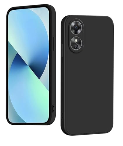 Silicone Case for Oppo A58 4G, Liquid Gel Rubber Bumper Case with Soft Microfiber Lining Cushion Slim Hard Shell Shockproof Protective Cover for Oppo A58 4G (Black)