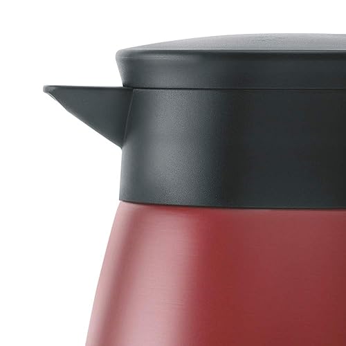 BOROSIL VACUUM INSULATED STAINLESS STEEL TEAPOT | TEA POT | THERMAL FLASK | THERMOS | CARAFE | JUG | COFFEE POT | FOR WATER, COFFEE, TEA | RED 1 LITER