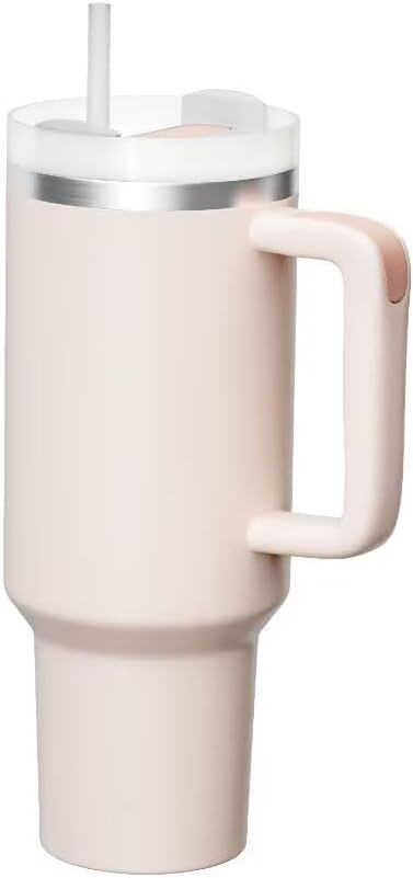 KISSKIND 40 oz tumbler with handle Travel Mug Straw Covers Cup with Lid Insulated Quencher Stainless Steel Water Iced Tea Coffee Gift Purple