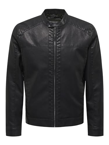 Only & Sons Men's Onsmike Pu Racer Jacket Otw Jacket