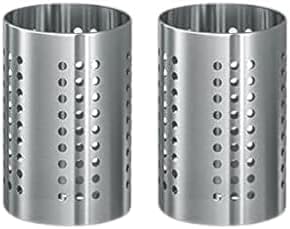 Royalford Cutlery Holder, Premium Quality Stainless Steel, Storage For Countertop Organizer Cooking Utensil Crock Kitchen Organization & Storage And Flatware Caddy Silver 1 Count (Pack of 1), RF10247 - 1 Count (Pack of 2)