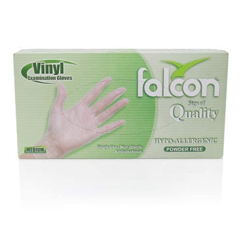 Falcon Vinyl Gloves - Clear Powder Free (M)