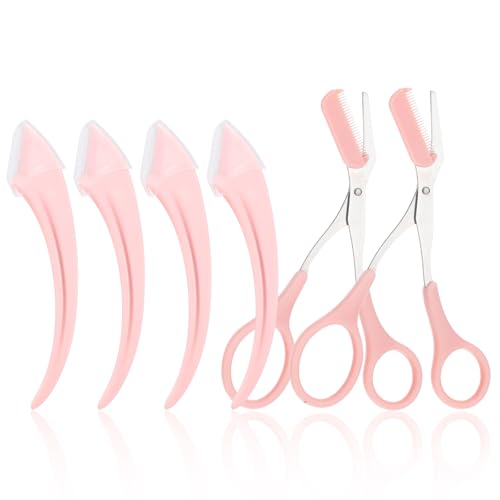 6Pcs Eyebrow Trimmer Set, Eyebrow Scissors with Comb for Beginners Facial Hair Removal Tool Beauty Accessories for Men Women