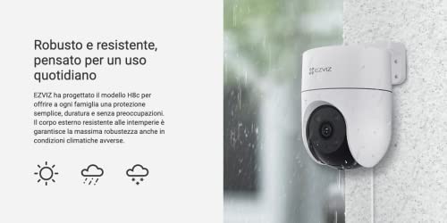 EZVIZ H8C Security Camera, 1080p Outdoor WiFi Camera with Active Defense, AI Human Motion Detection with Auto Tracking, 360° Color Night Vision, Two Way Talk, Weatherproof, Works with Amazon Alexa