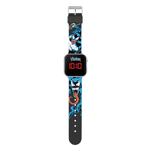 Disney Venom Kids LED Digital Watch with Printed Character Black Silicone Strap,VEN4001