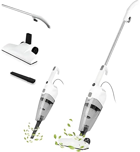 Vacuum Cleaner 2 in 1 Handheld Stick Cleaner 4M Long Cord Lightweight Powerful 600W 16000Pa Suction 0.5L Large Capacity Excellent Central Filtration System for Car Home Kitchen Hair- White