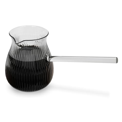 Fissman Glass Turkish Coffee Pot 500mL, High-Heat Resistant Glass Teapot, Milk Warmer, Sauce Maker, Ibrik Cezve Briki, Perfect Pouring Spout Stovetop/Turkish/Tea/Milk Warmer
