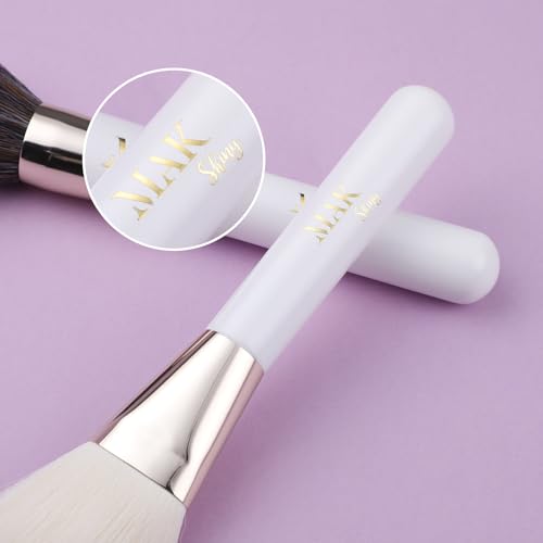 MAK Shiny Makeup Brushes 24 Pcs Set with Leather Case, Multi Use with Natural and Synthetic Hair (24 Pcs + Large Leather Case Holder)