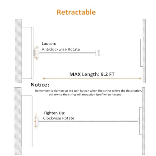 Tazweeq Retractable Clothesline, Stainless Steel Clothesline for Hanging Drying in Bathroom Laundry Hotels