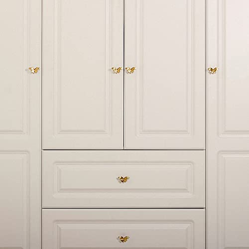 UniDes 2 Pack Gold Cabinet Knobs,Brass Hardware for Dresser Drawer,Butterfly Designed Knobs and Pulls