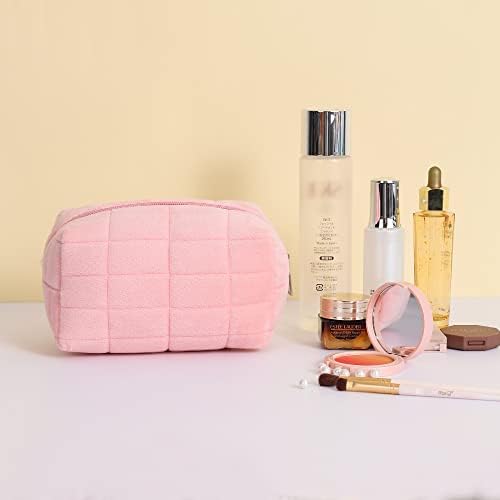 LYDZTION Plush Makeup Bag Cosmetic Bag for Women,Zipper Large Solid Color Travel Toiletry Bag Travel Make Up Toiletry Bag Washing Pouch, white