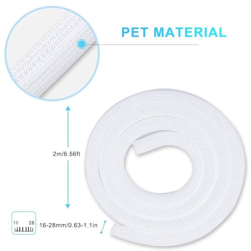 AGPTEK 6.6ft - 2/3 inch White Cable Sleeve Cover, Cord Protector Management Wire Loom Tubing Cable Sleeve Split Sleeving for Desk PC TV Computer Cable Protect Cat from Chewing Cord, White