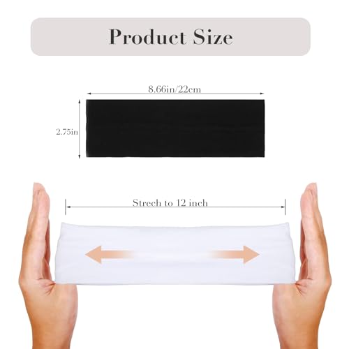 7cm Wide Black Headbands for Women Men, Yedtreg 2pack Fashion Head Bands for Women's Hair, Soft Fabric Stretchy Hair Bands for Makeup, Yoga, Running, Sports