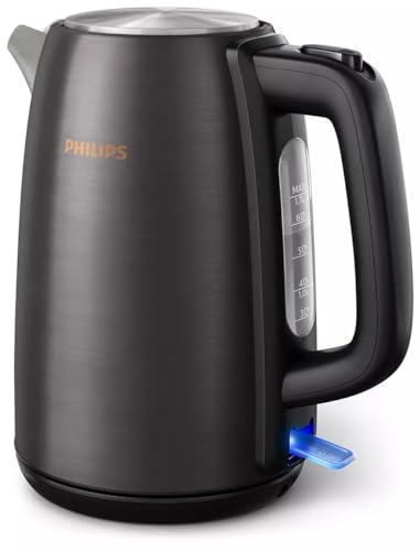 Philips 5000 Series Stainless Steel Kettle - 2200W, 1.7L, Spring Lid, Black & Copper - HD9352/31