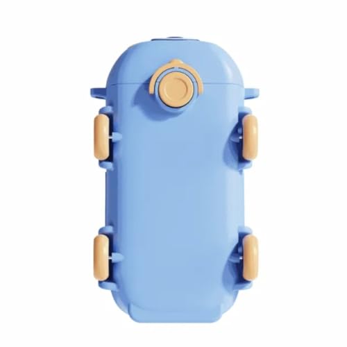 Bus Shape Water Bottle With Straw Lid Portable Kid Water Cup With Shoulder Strap Detachable Leakproof Flip Lid Cute Drinking Water Bottles For Kids. (Sky Blue)