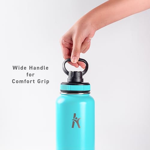 KRYMSO, 950ml Stainless Steel Water Bottle, Sports Bottle with Straw, Insulated Water Bottle, Thermos Flask, Hot Water Bottle for kids, Gym (Turquoise, 950ml / 32oz)