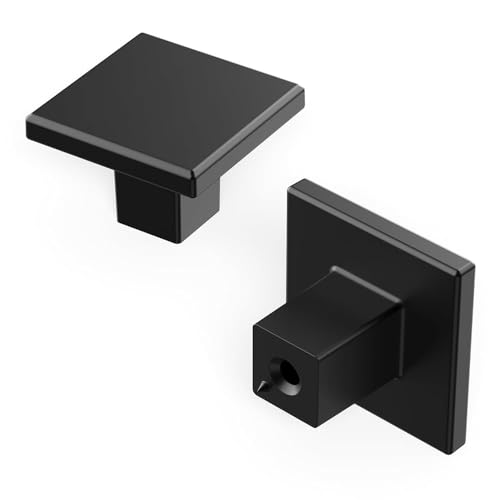 JZS Kitchen Cabinet Knobs of Square, Quality Drawer and Dresser Knob, Handle Pulls for Cabinet Doors, Bathroom Drawers,32mm,10 Pack,Matte Black