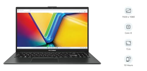 Asus VivoBook E1504G, 15.6" FHD Display, Intel Core i3-N305 Processor/13th Genration, 8GB RAM, 256GB SSD,Intel UHD Graphics,Windows 11 Home, English (US) keyboard,Black,New