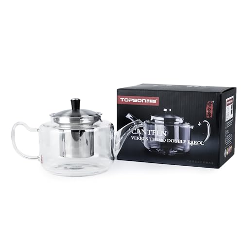 Cuisine Art Glass Teakettle - 720ml Capacity, Glass Tea Pot with Infuser, Microwavable, Tea Strainer for Loose Leaf Tea and Blooming Tea