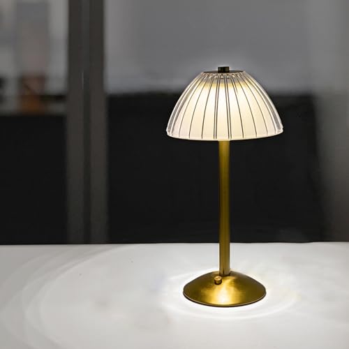 ZOTIKAÂ® Cordless Table Lamp, Rechargeable Battery Operated Lamp, LED Touch Lamp, 3 Color Dimmable and Adjustable Brightness, Nightstand Lamp, Bedside Lamp, Desk Lamp Vintage Gifts (Gold Table Lamp)