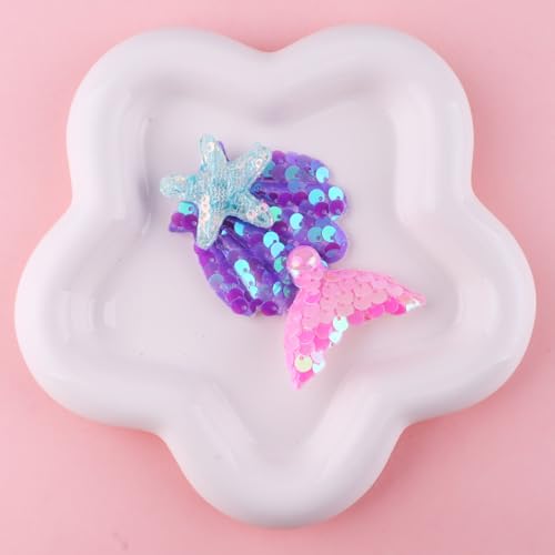 Tazweeq 2Pcs Mermaid Hair Clips, Starfish Hair Clip, Shell Hair Pins, Multicolor Sparkling Hair Clips Accessories for Women and Girls Birthday Beach Party Headpiece