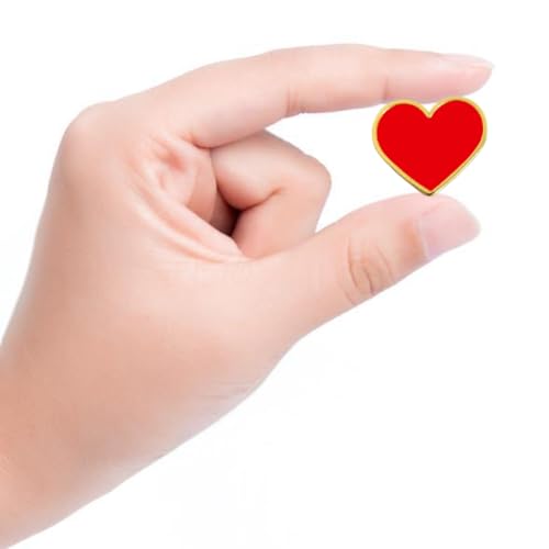 12Pcs Red Heart Pins Heart Love Lapel Pins Bulk Metal Heart Brooch Badge valentine pin Valentines Day Wedding Party Costume Accessory for Clothes Bags Hats Men Women