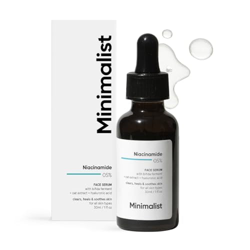 Minimalist Niacinamide 5% Face Serum with Vit B3 & Hyaluronic Acid for Clear Glowing Skin | Helps Reduce Dullness & Sun Damage, Hydrates & Repairs Skin Barrier | For Dry & Sensitive Skin | 30ml