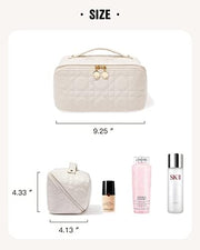 EACHY Travel Makeup Bag,Large Capacity Cosmetic Bags for Women,Waterproof Portable Pouch Open Flat Toiletry Bag Make up Organizer with Divider and Handle