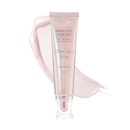 FACES CANADA Strobe Cream - Rose Gold, 30ml | Primer + Highlighter + Moisturizer | Shea Butter & Hyaluronic Acid | Intense Hydration | Flawless Radiant Dewy Skin | Illuminating & Glowing Makeup Base