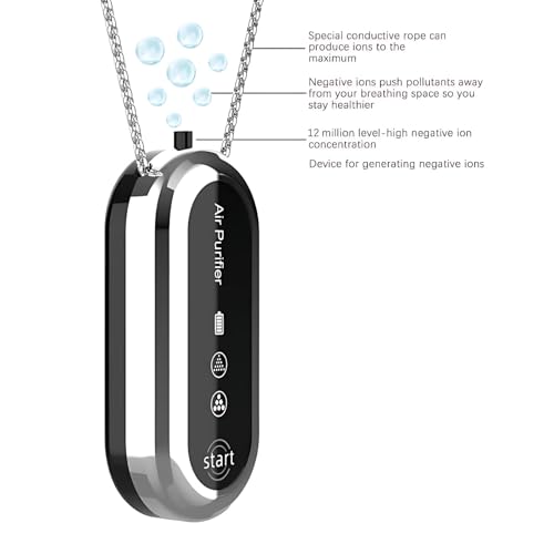 Wearable Personal Air Purifier, Portable Mini Air Ionizer for Clean Air Around the Body, Helps Remove Smoke, Odors, and Pollutants, Ideal for Travel, Sports, Outdoor Activities, and Home Use