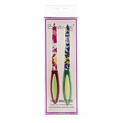 The CrÃ¨me Shop Set Of 2 Manicure Pedicure Nail File Set. Durable & Easy-Grip Handles, Floral Patterns.