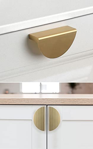 AOBITE 2 Pack Brushed Gold Semicircle Cabinet knobs Kitchen Cabinet Pulls with Vintage Cupboard Drawers Hardware Dresser Drawer Handles Kitchen Cabinet Handles (L, 2 Pack, Brushed Gold)