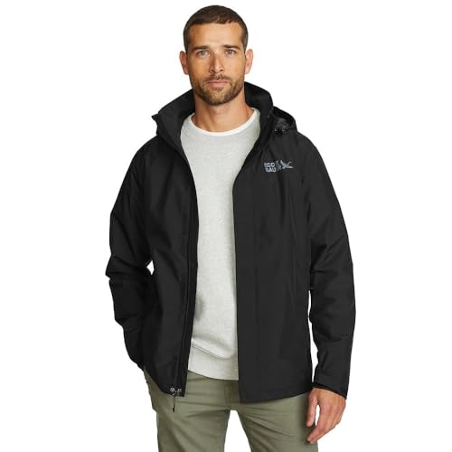 Eddie Bauer Men's Packable Rainfoil Jacket, Waterproof, Black, Medium, Tall