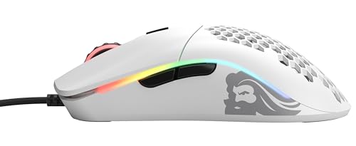 Glorious Model O Wired Gaming Mouse - RGB 67g Lightweight Ergonomic - Backlit Honeycomb Shell Design Mice (Matte White)