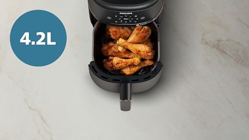 Philips Airfryer 2000 Series 4.2L - 1500W power, RapidAir technology, digital touch screen, 13 cooking options, 9 preset functions, Up to 90% less fat, Black - NA229/09[Amazon Exclusive]