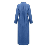 MOTIM Women’s Casual Shirt Dress, Button Down Denim Maxi Dress Lapel Long Sleeve Long Jean Dresses with Pockets