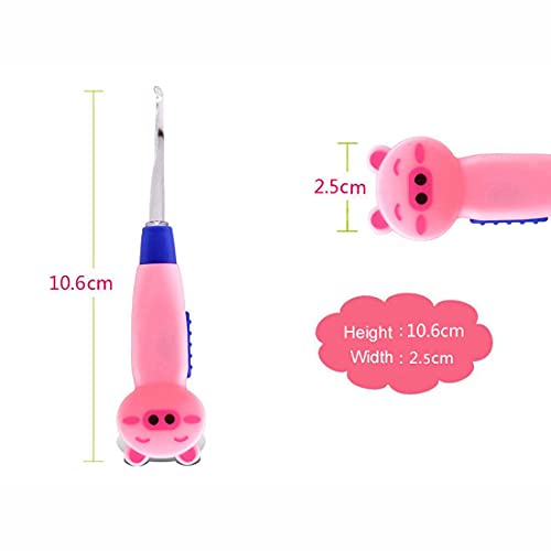 azzeell 4 Pieces Kids Ear Wax Removal LED Light Children Earwax Remover Tool LED Illuminated Ear Pick Ear Wax Remover Clip Tweezers Ear Spoon Cleaner with LED Light for Kids