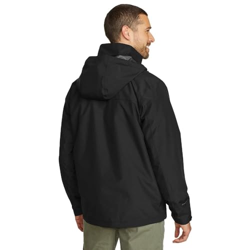 Eddie Bauer Men's Packable Rainfoil Jacket, Waterproof, Black, Medium, Tall