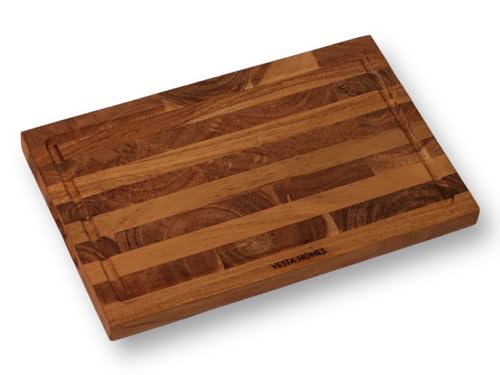 Vesta Homes Wooden Cutting/Chopping/Serving Board, Platter for Vegetables, Cheese and Charcuterie | Acacia Wood | 33 x 21.5 x 1.5 cm | Handcrafted in India