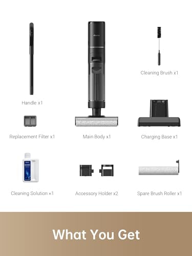 Dreame H12 Pro Wet Dry Vacuum Cleaner, Smart Floor Cleaner Cordless Vacuum and Mop for Hard Floors, One-Step Edge to Edge Cleaning with Hot Air Drying, Dreame 2 Years Warranty