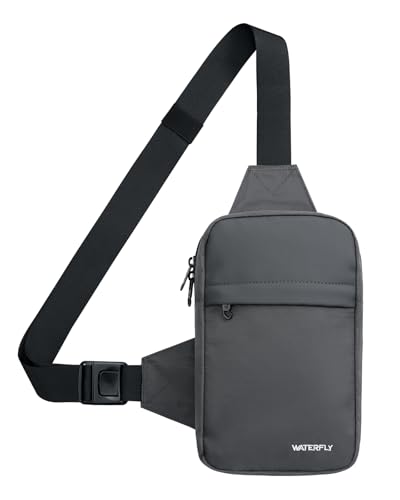 WATERFLY Umhängetasche Crossbody Brusttasche Schultertasche: Sling Bag Tasche Herren Klein Handtasche Crossover Crossbag Schulter Männer Handy Bauch Sportarten Wandern