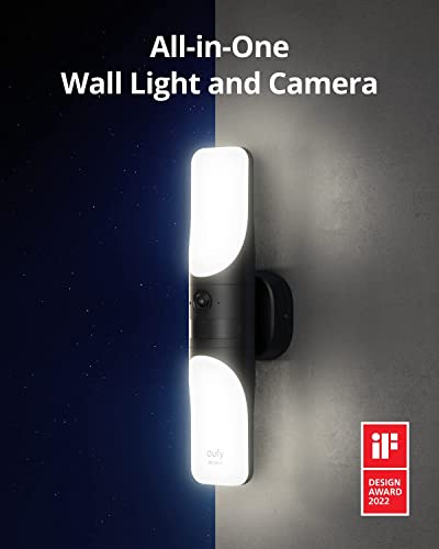 eufy Security Anker Wall Light Cam with 2K Wired Smart Security Camera with 1200 Lumens Light T84A1