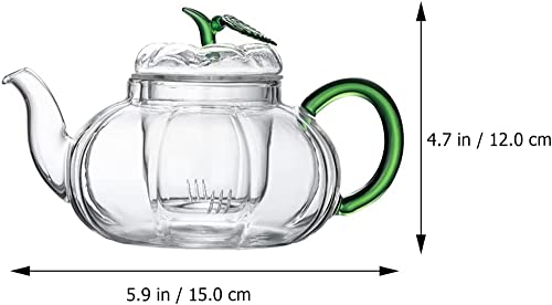 SYOSI Glass Teapot with Infuser Stovetop Tea Kettle for Loose Leaf Tea Kung Fu Glass Teapot Tea Maker Stovetop Safe Glass Teapot with Lids Handle for Home Office, 600ml