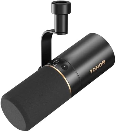 TONOR Dynamic Microphone, XLR/USB Microphone for Podcast, Recording, Streaming, Gaming, XLR Cardioid Studio Mic with Quick Mute, 3.5mm Headphone Jack, Volume Control, Mic with Boom Arm, Black, TD510+ - TD510