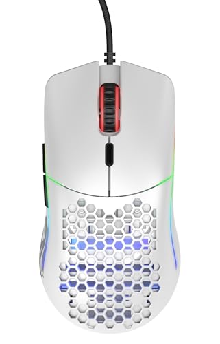 Glorious Model O Wired Gaming Mouse - RGB 67g Lightweight Ergonomic - Backlit Honeycomb Shell Design Mice (Matte White)