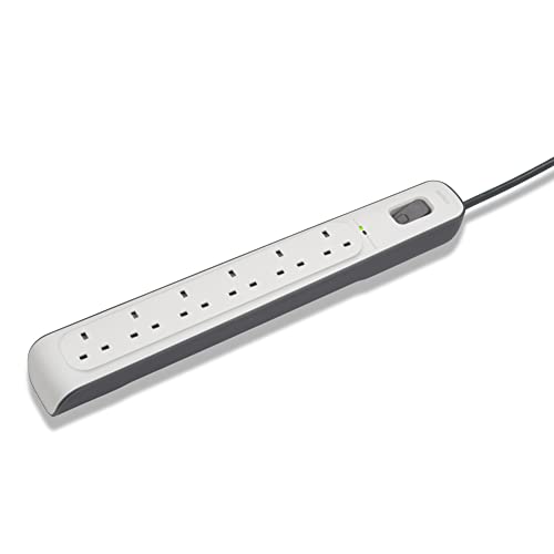 Belkin 6 Way/6 Plug Surge Protection Strip With 2 Meters Cord Length - Heavy Duty Electrical Extension Socket